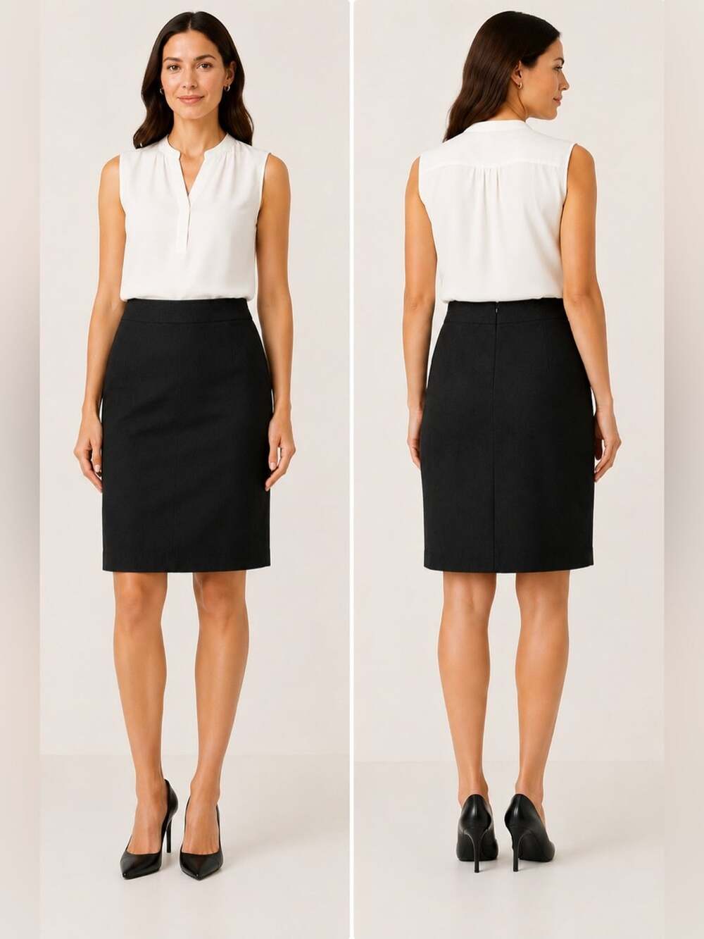 Banana Republic Black Linen Blend Pencil Skirt Womens Size 4 Lined Career Office